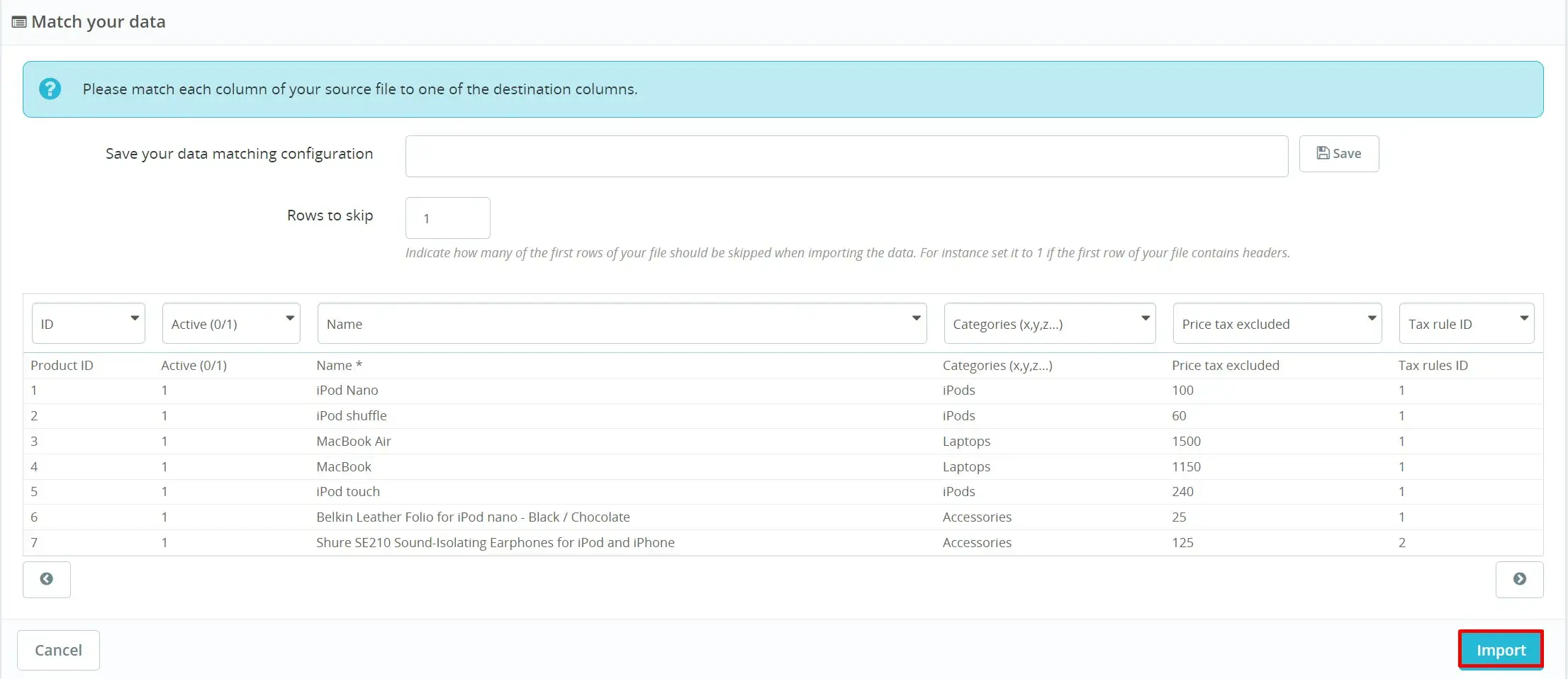 How to import CSV files to PrestaShop - Step 4