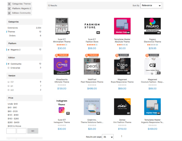 Magento's theme store