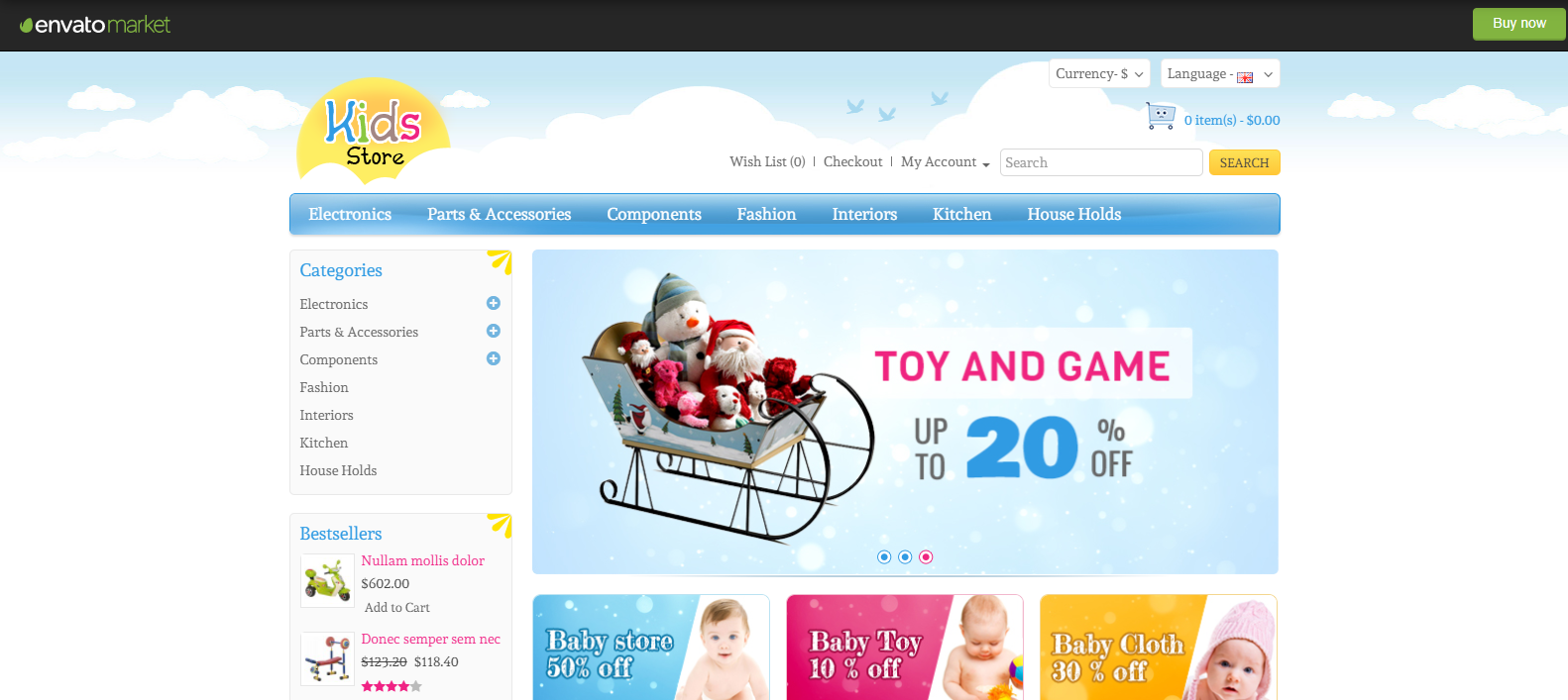 Kids Store preview store (best OpenCart themes)
