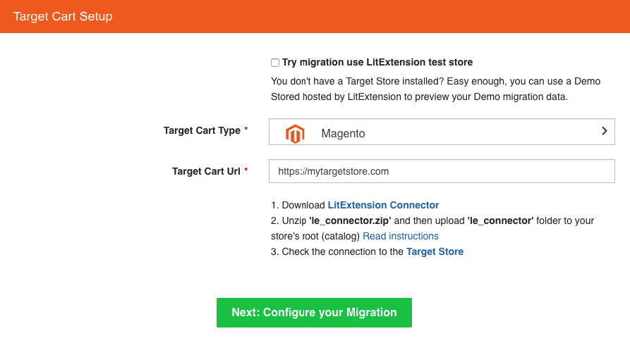 target cart configuration