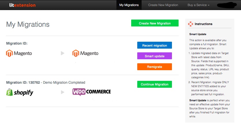 Create new migration Litextension
