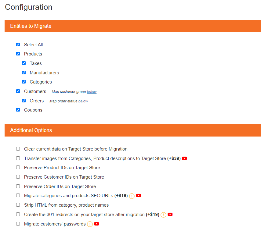 Magento upgrade entities and additional options