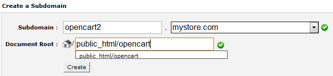 Create a subdomain for an OpenCart store