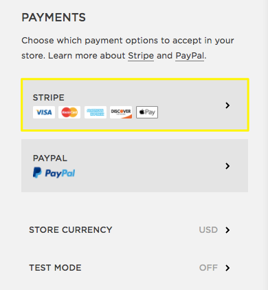 Squarespace Payment methods