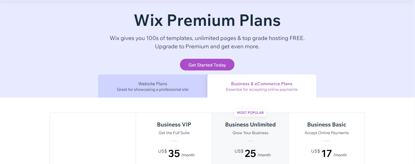 Wix Price - Business