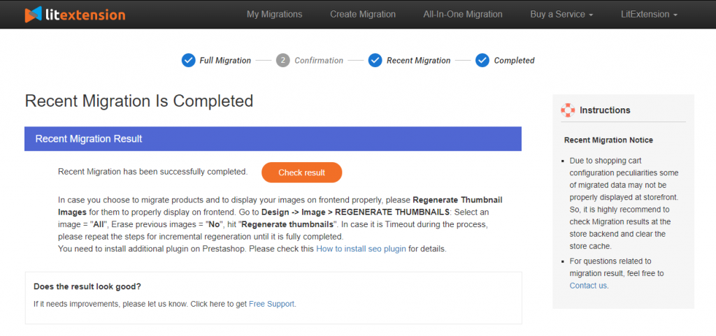 Recent Migration completed