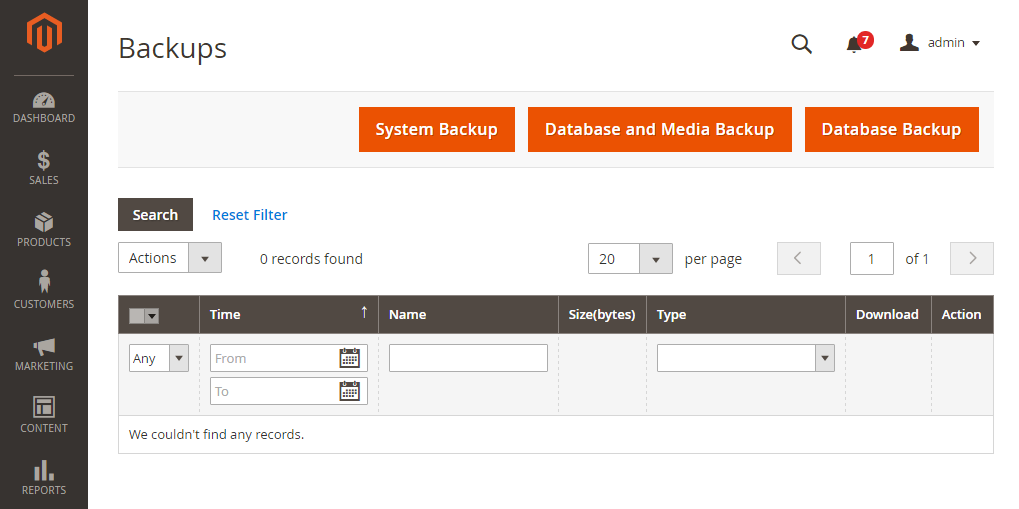 Magento Backup