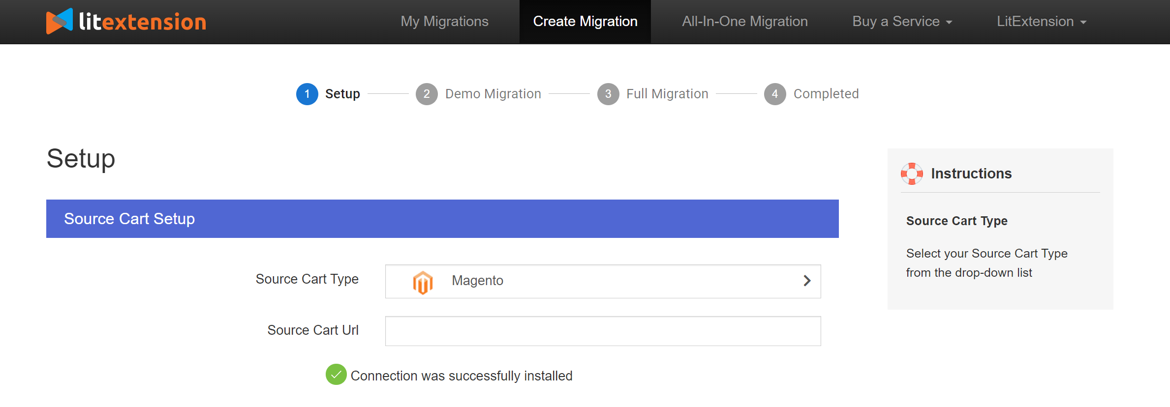 Enter Magento 2 Source Store Information