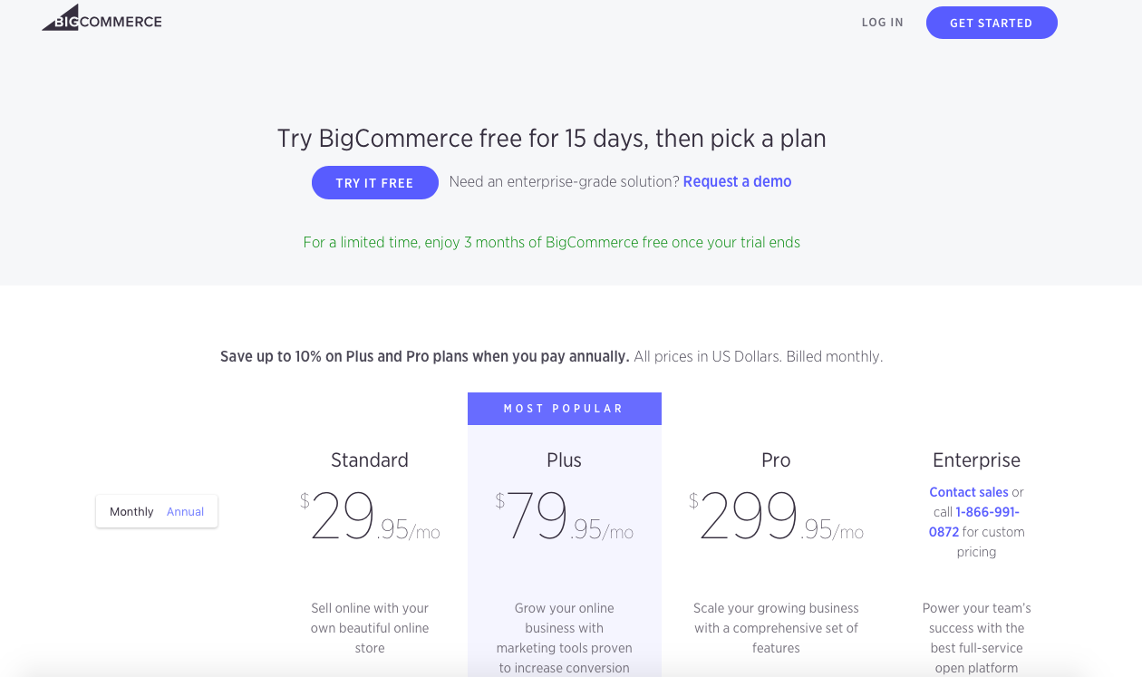 BigCommerce Pricing Plan