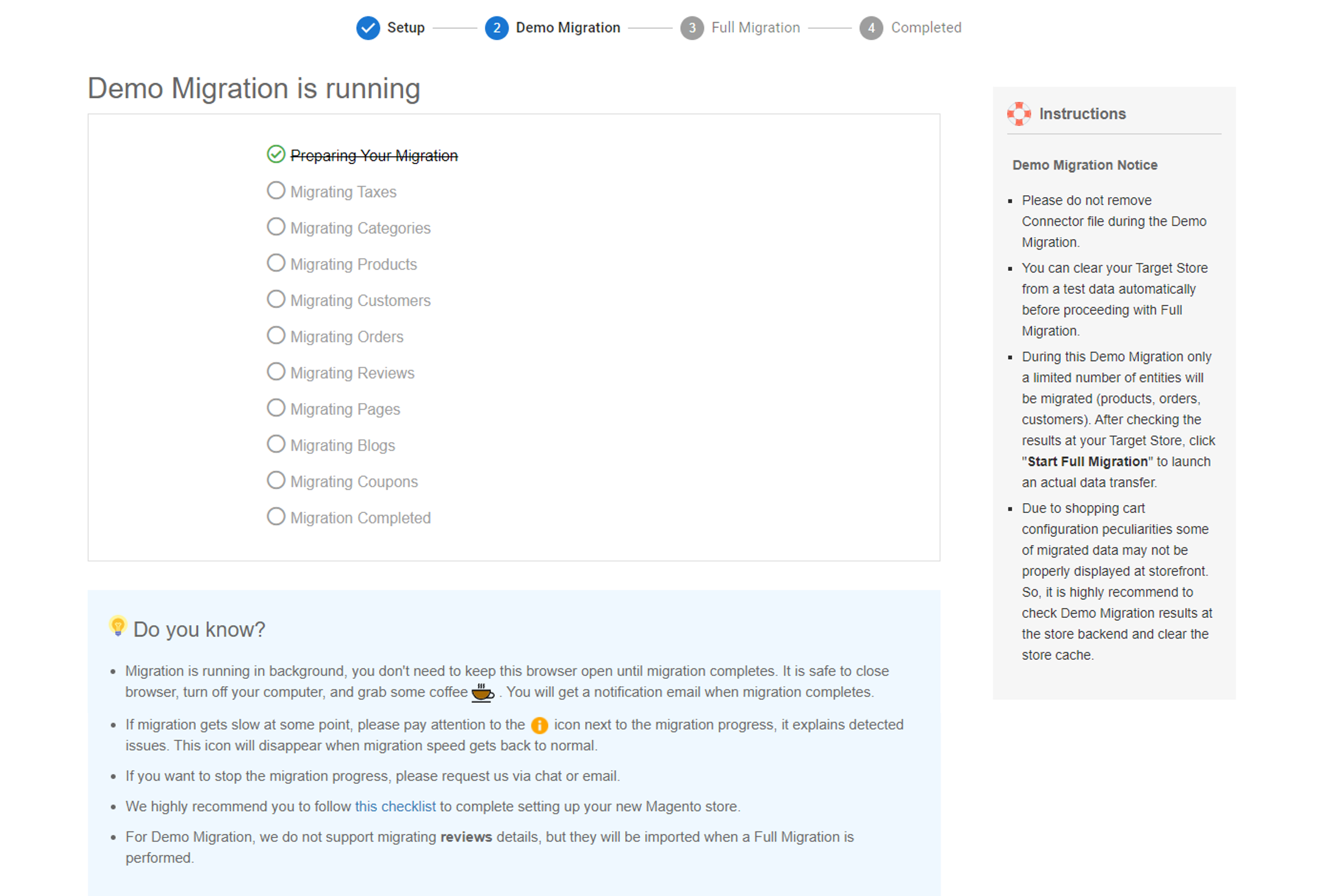 perform full woocommerce to magento migration