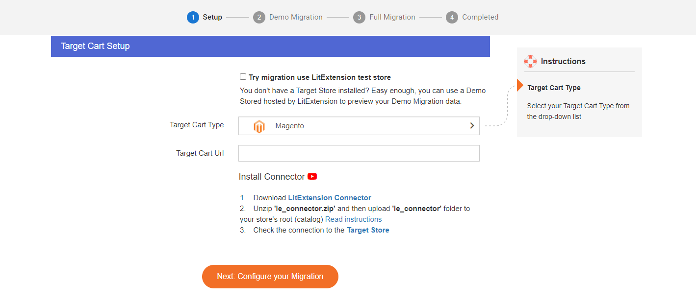 Enter Magento store information