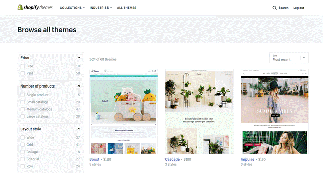 Shopify's theme library - BigCartel vs Shopify