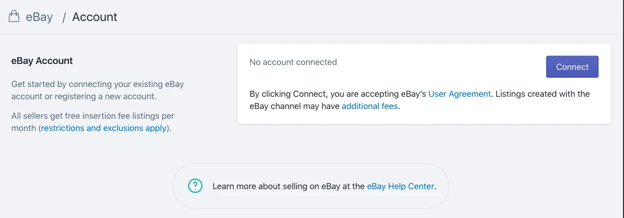 The pop-up connects your eBay account to Shopify - Shopify eBay integration