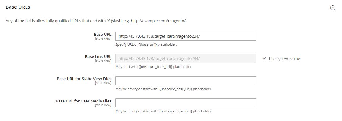 Modify the default store view base URL for Magento multi stores setup