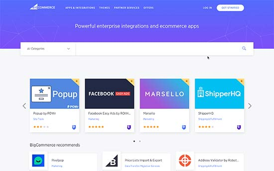 eCommerce website cost BigCommerce's app marketplace