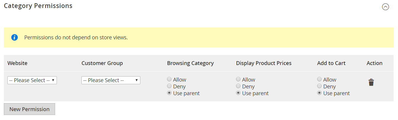 Configure category Permissions