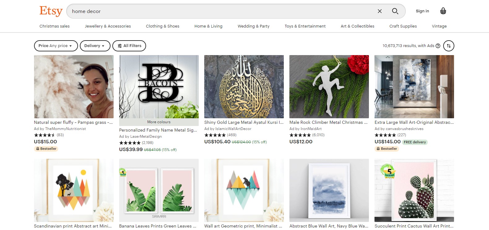 Home decor - top 10 Best verkopende artikelen op Etsy