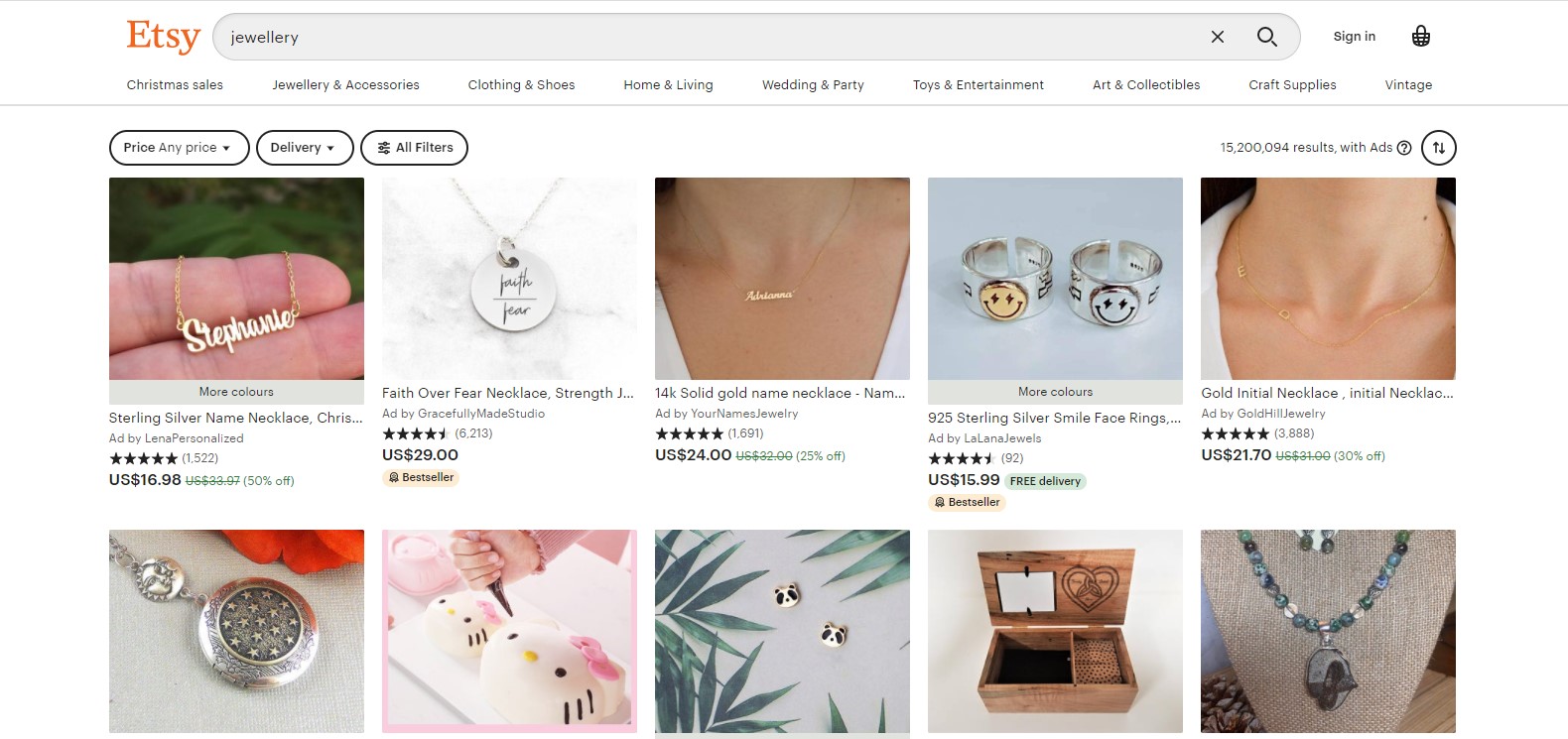  Bijoux - top 10 des articles les plus vendus sur Etsy 