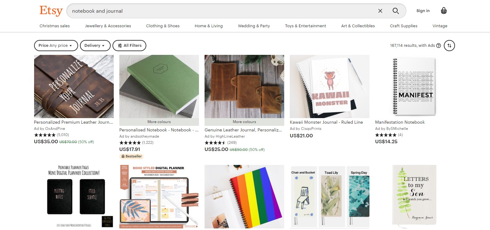 Notebook and journal - Top 10 Best Selling Items on Etsy
