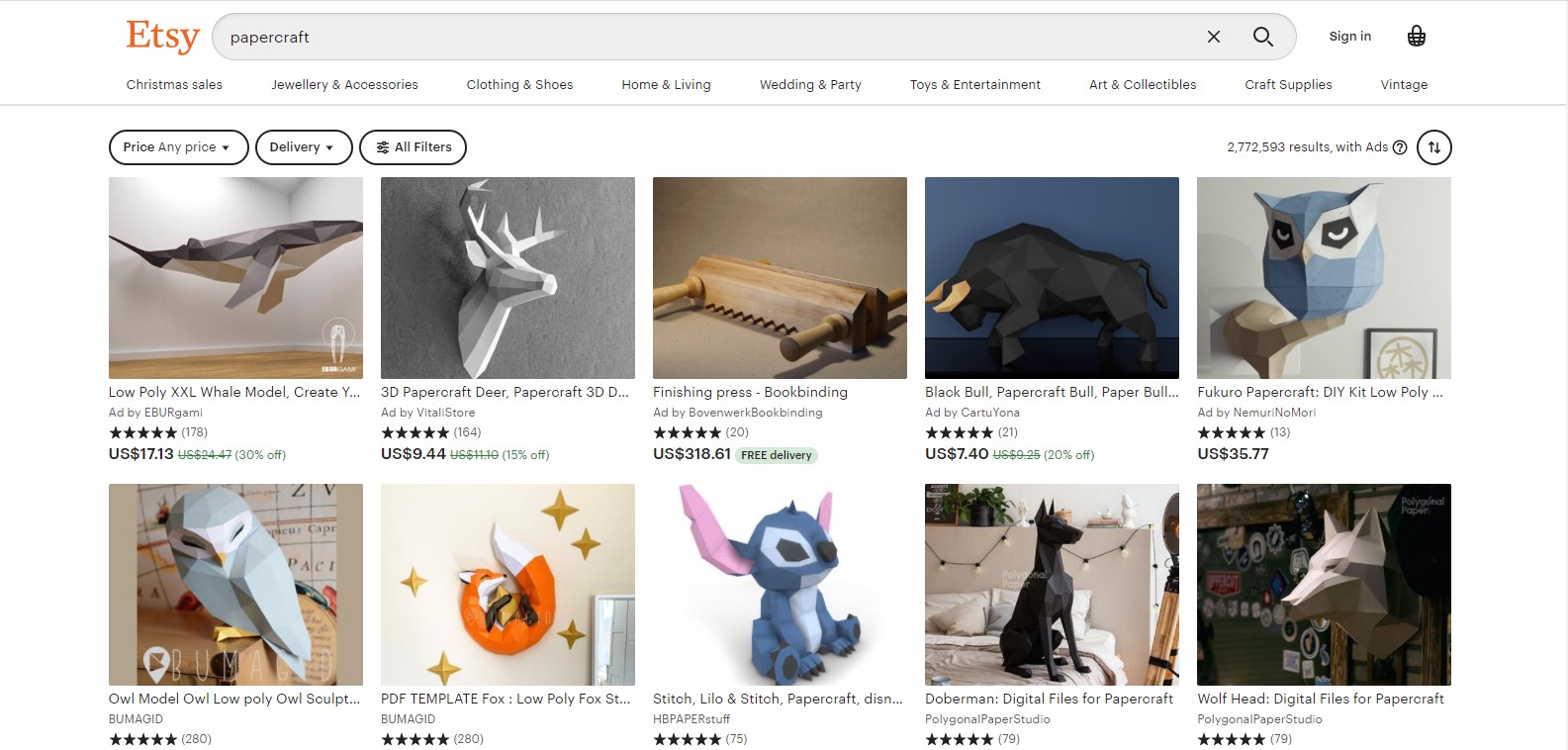  Papercraft - Top 10 des articles les plus vendus sur Etsy 