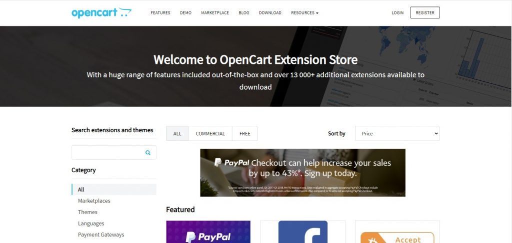 OpenCart extensions (OpenCart vs PrestaShop)