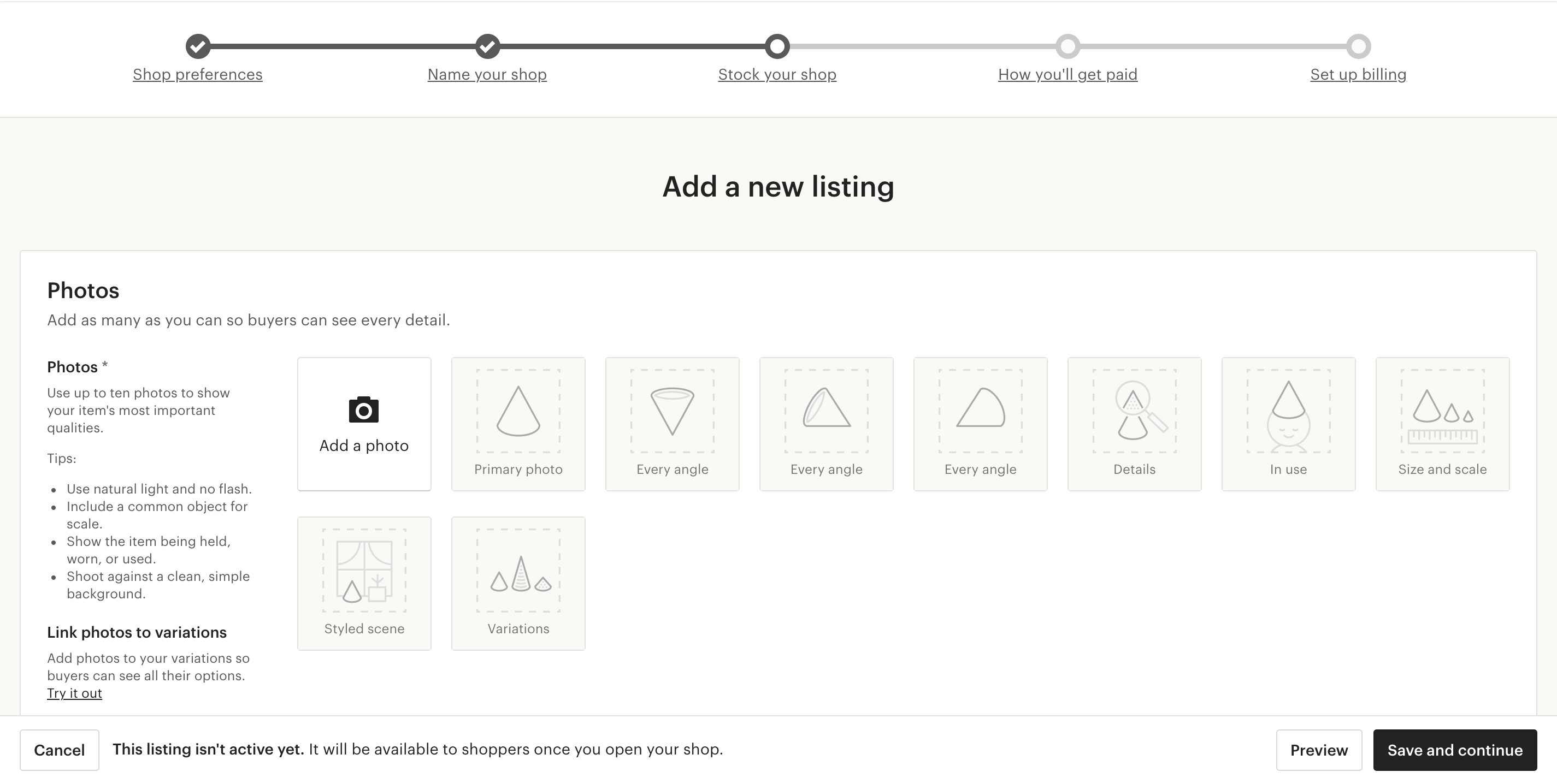 Add product listings to your Etsy shop