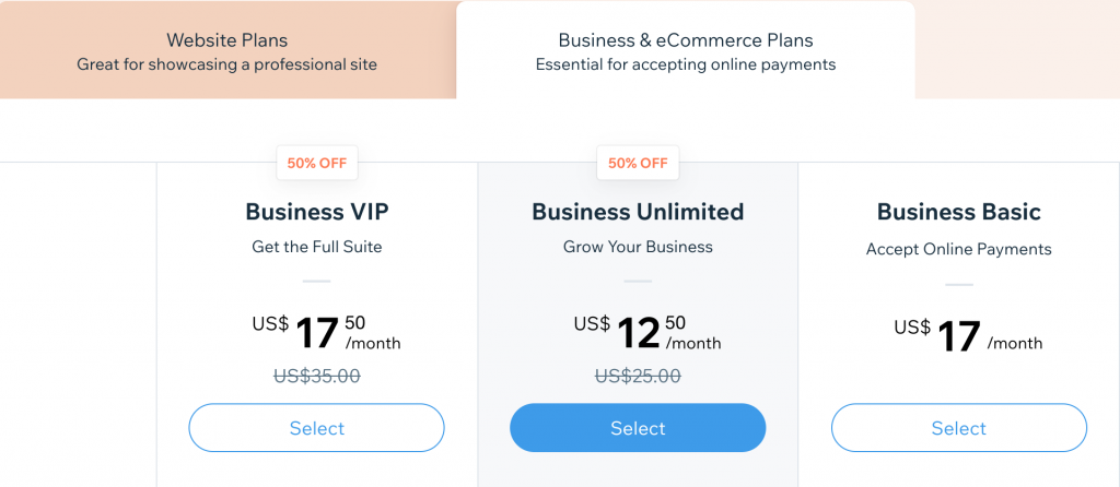 wix pricing storage and bandwidth