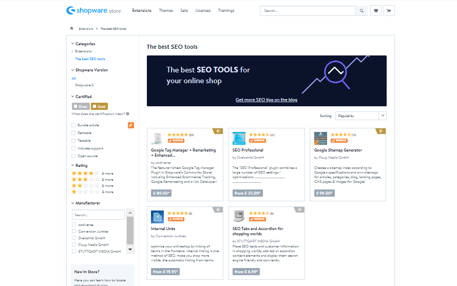 Shopware’s SEO plugins