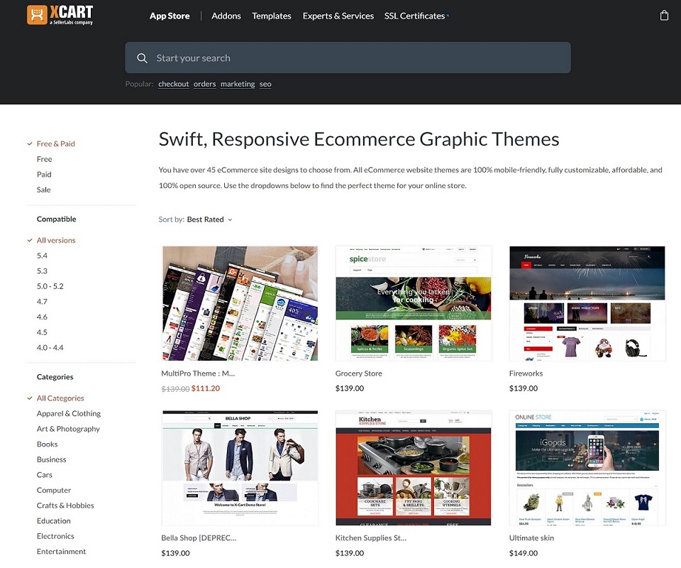 X-Cart themes marketplace - X-Cart vs 3dCart