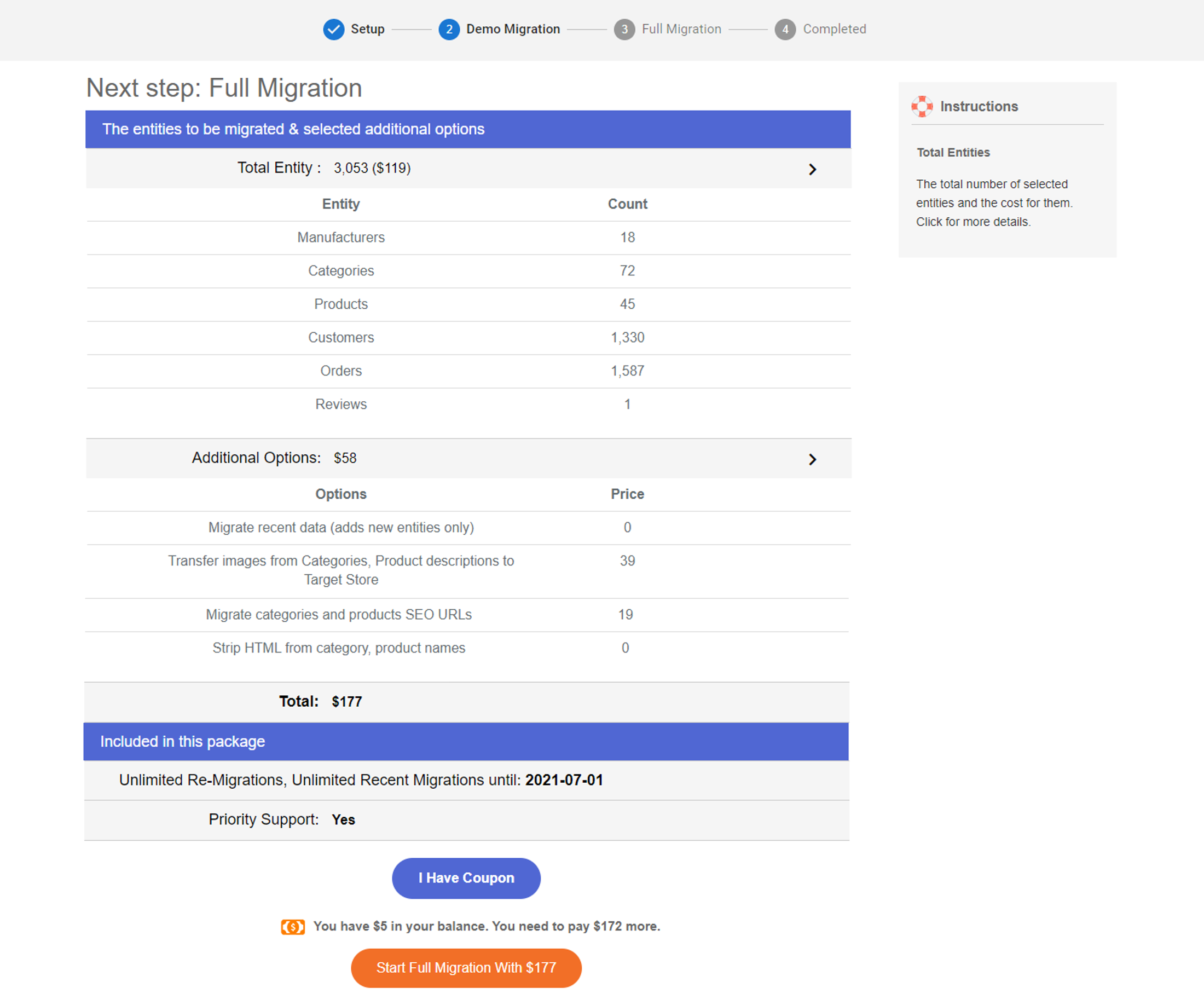 Full Migration Process option