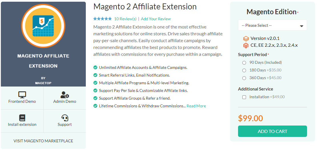 Magento 2 Affiliate extension by Magetop
