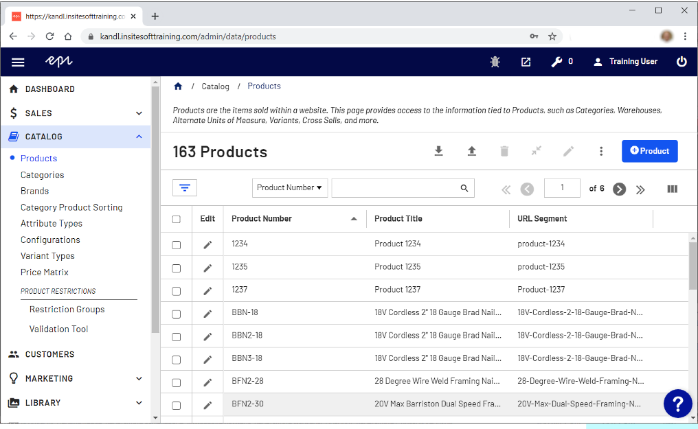 Episerver’s admin panel for B2B Commerce Cloud