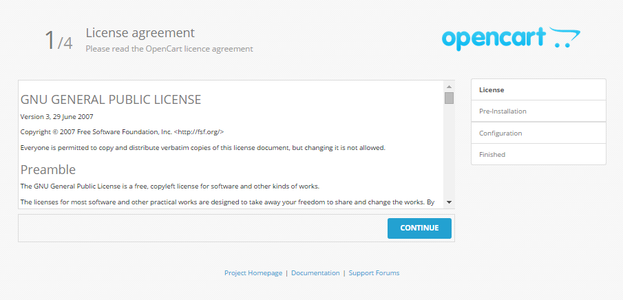 OpenCart's License terms