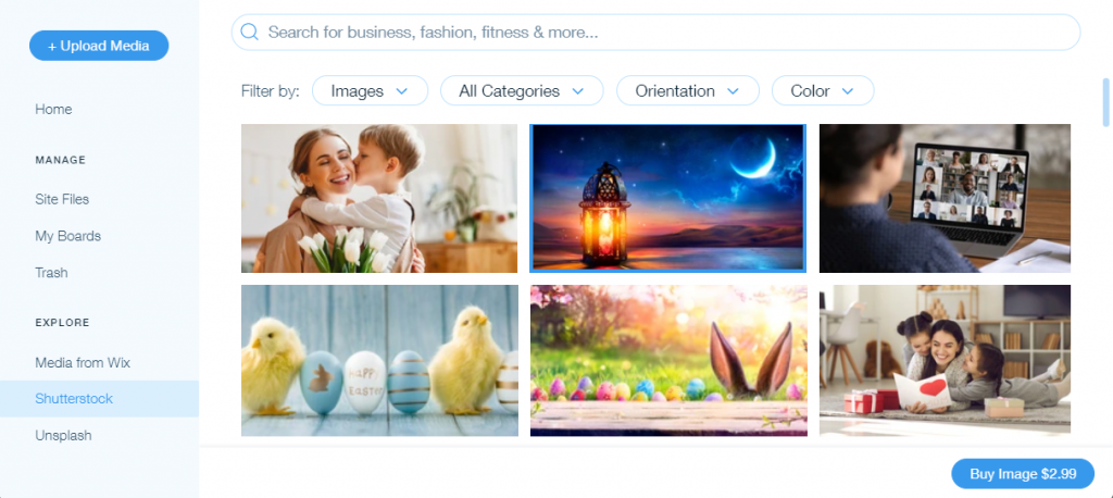 How to buy and use images from Shutterstock with Wix