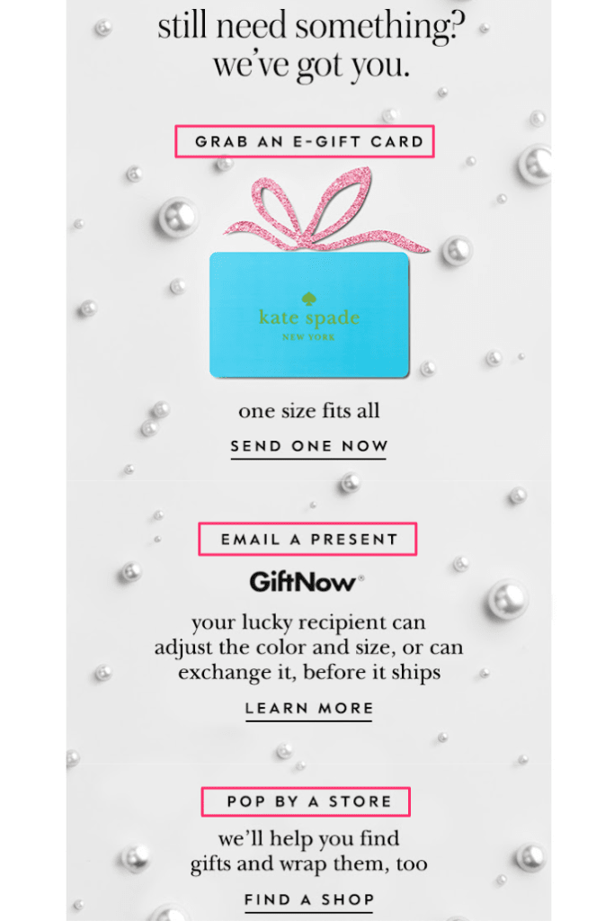Kate Spade’s holiday email marketing