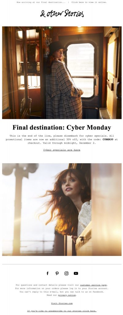holiday email marketing: & Other Stories’s Cyber Monday email