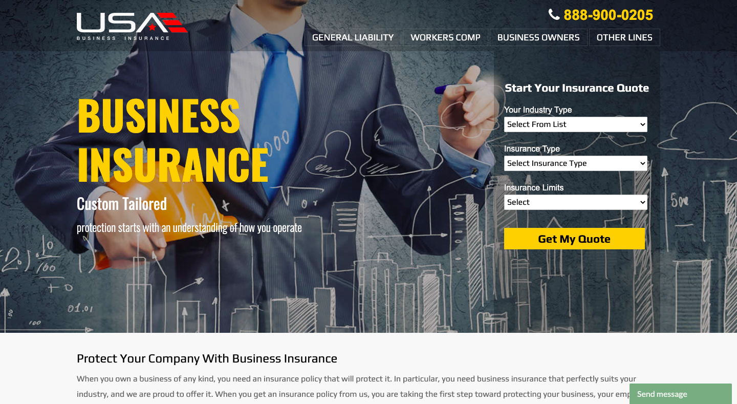 Business Insurance USA - landing page example