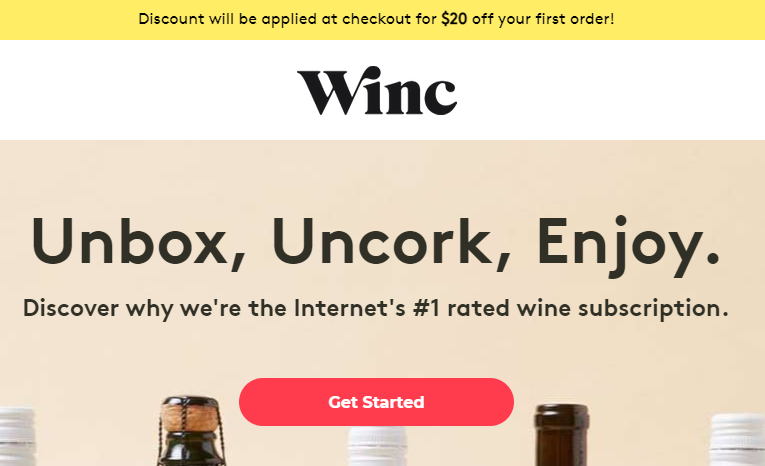 Winc - landing page example