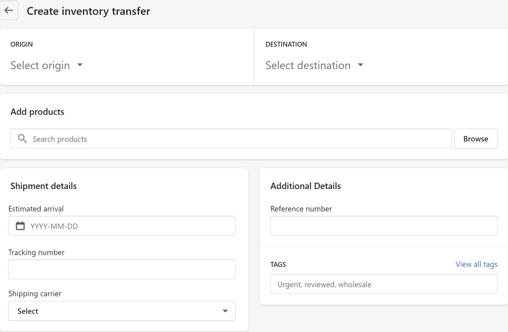 Manage transfer from suppliers