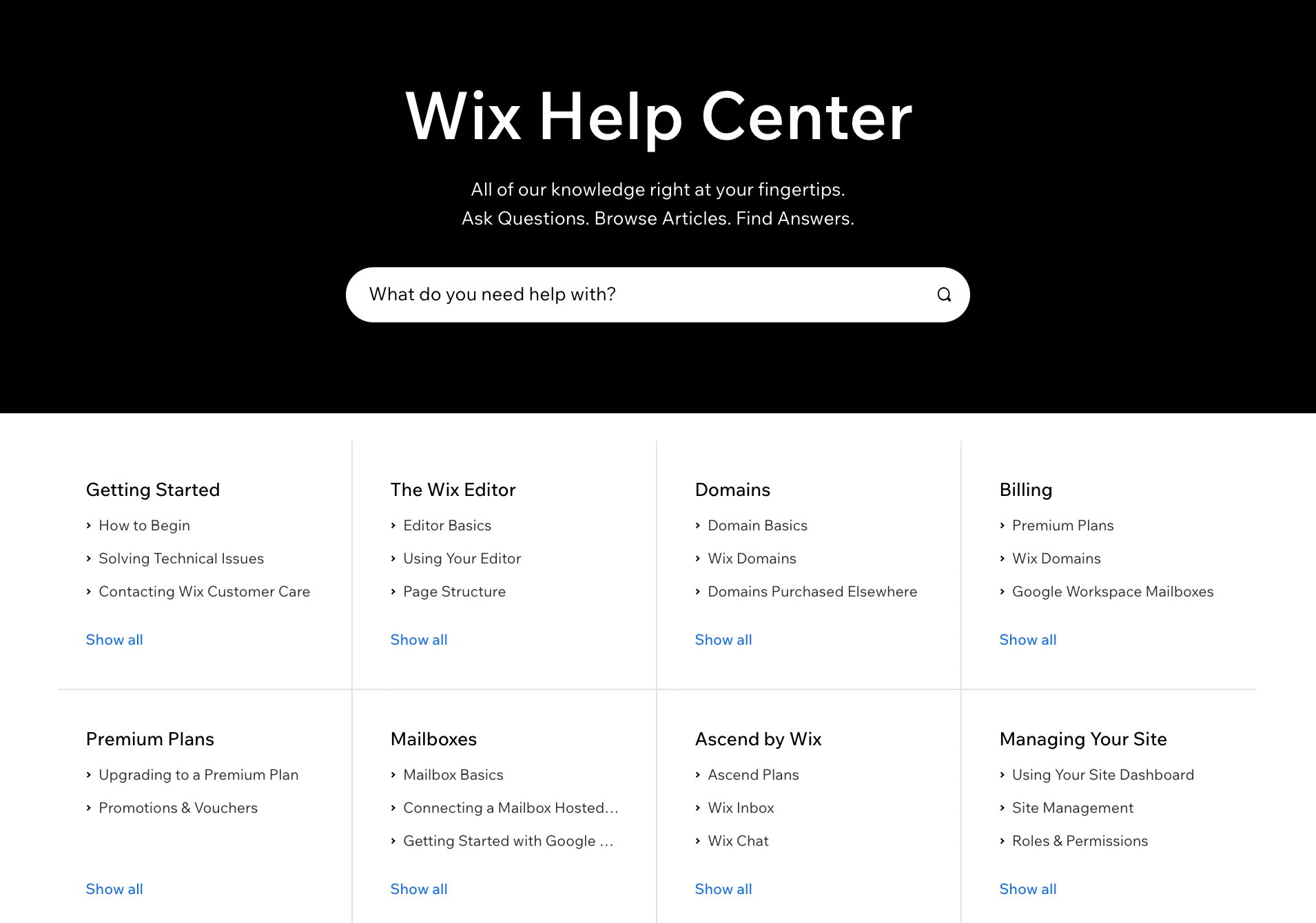 wix vs wordpress: wix help center