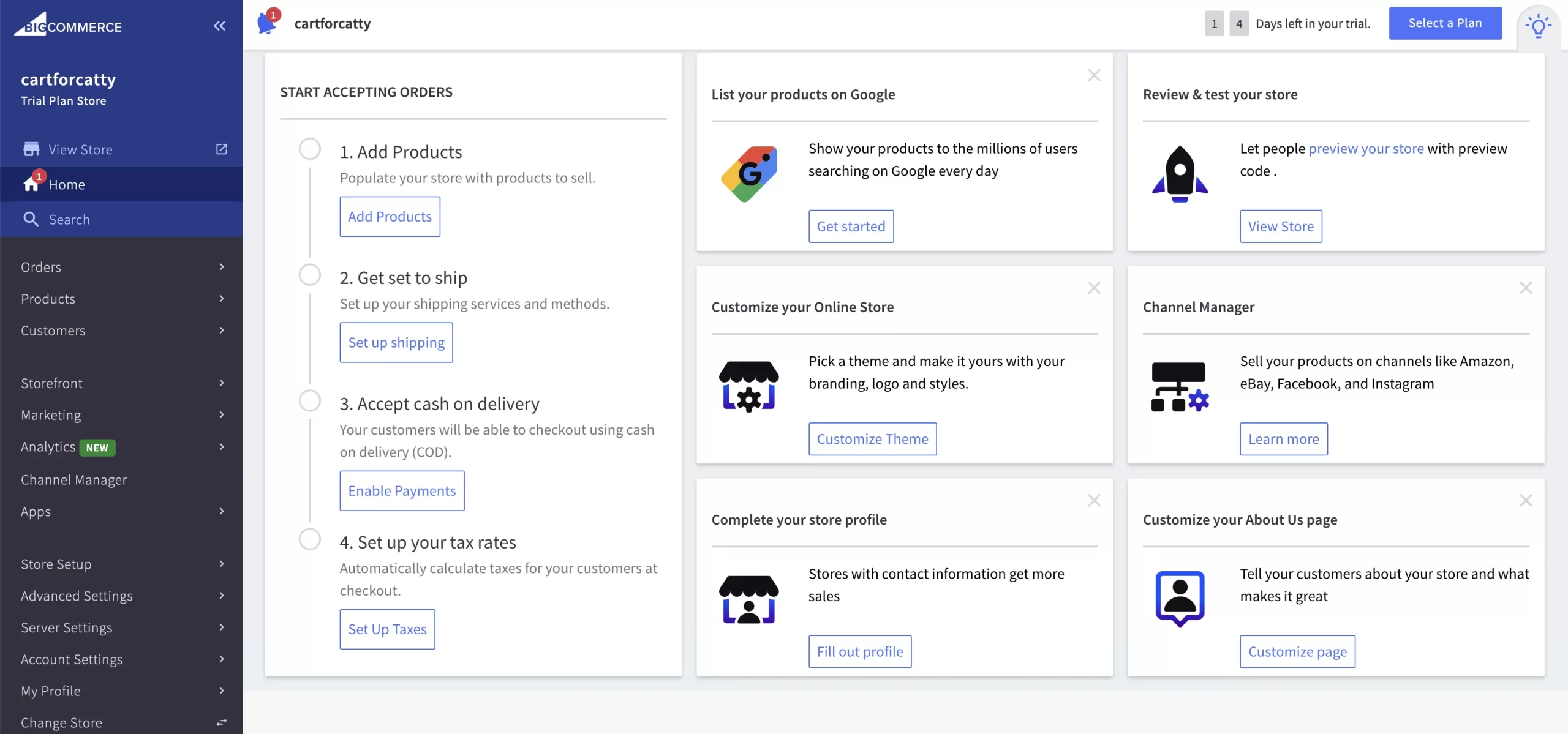 BigCommerce Dashboard