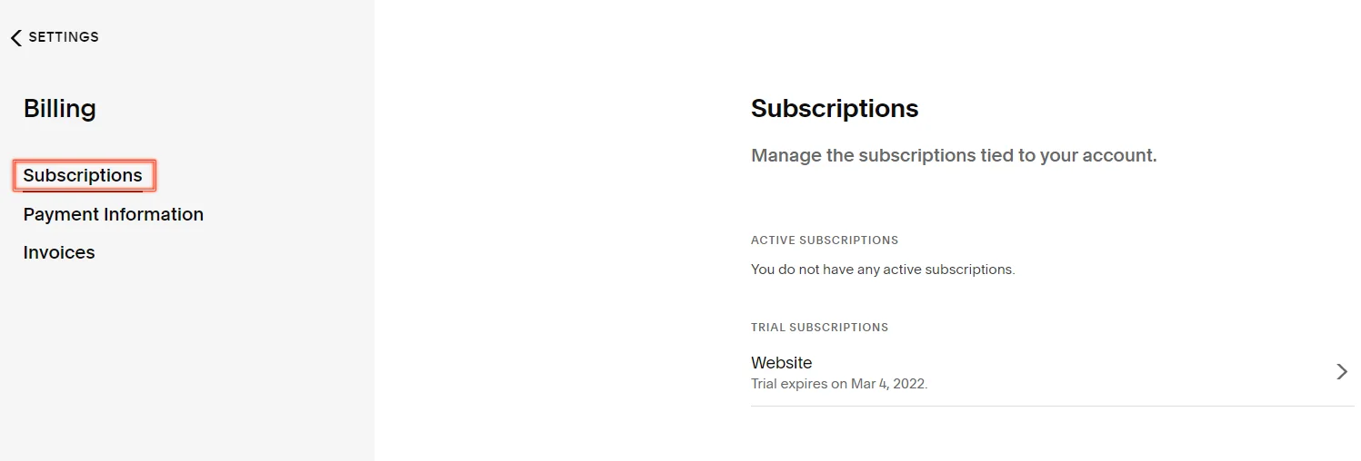 Squarespace cancel subscription