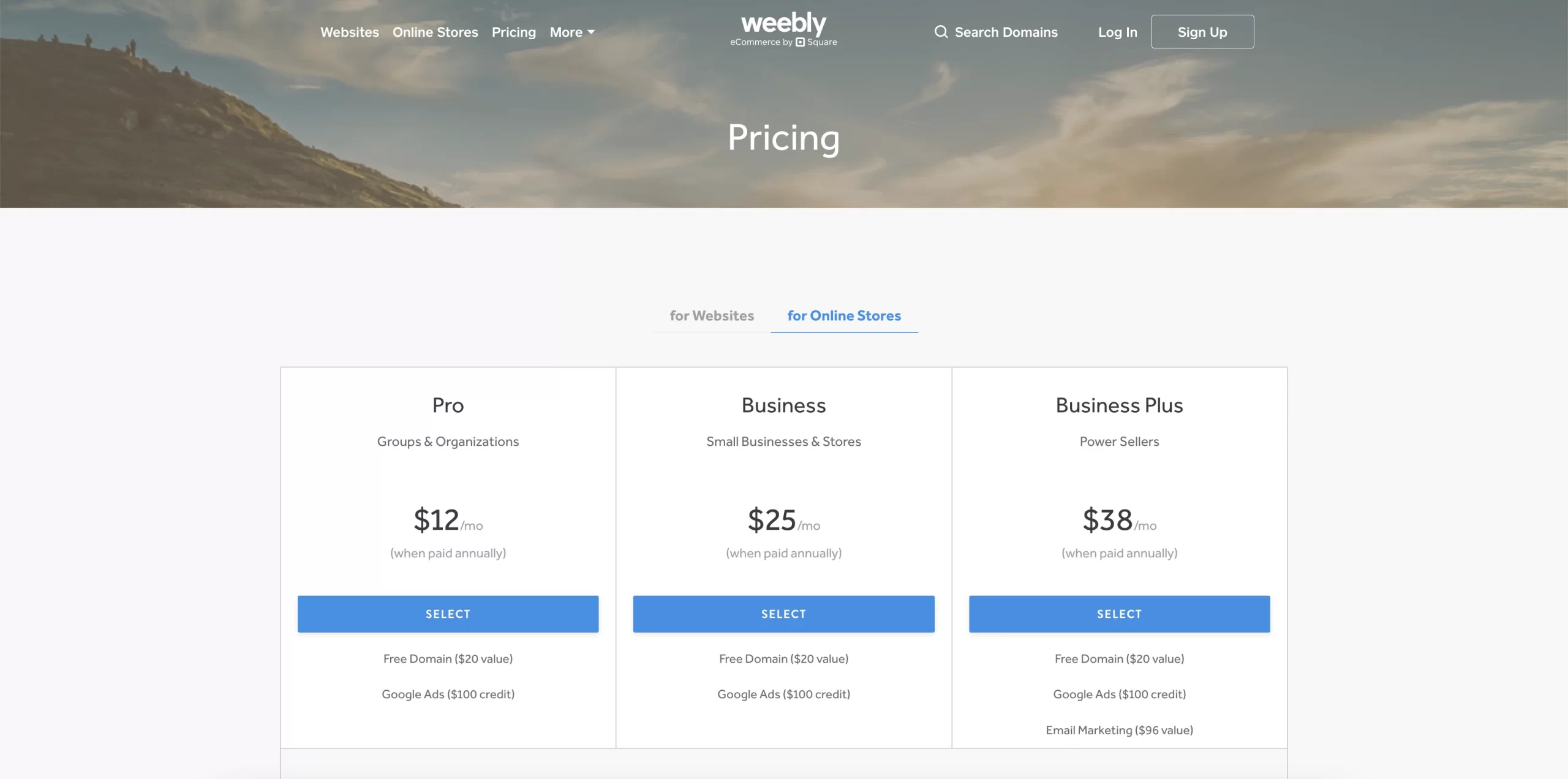Weebly Pricing
