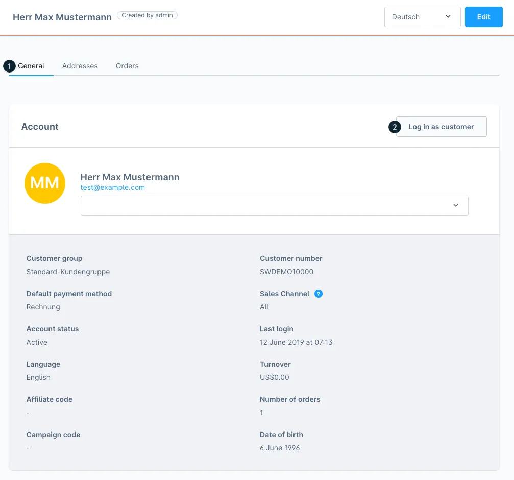 Shopware customers management