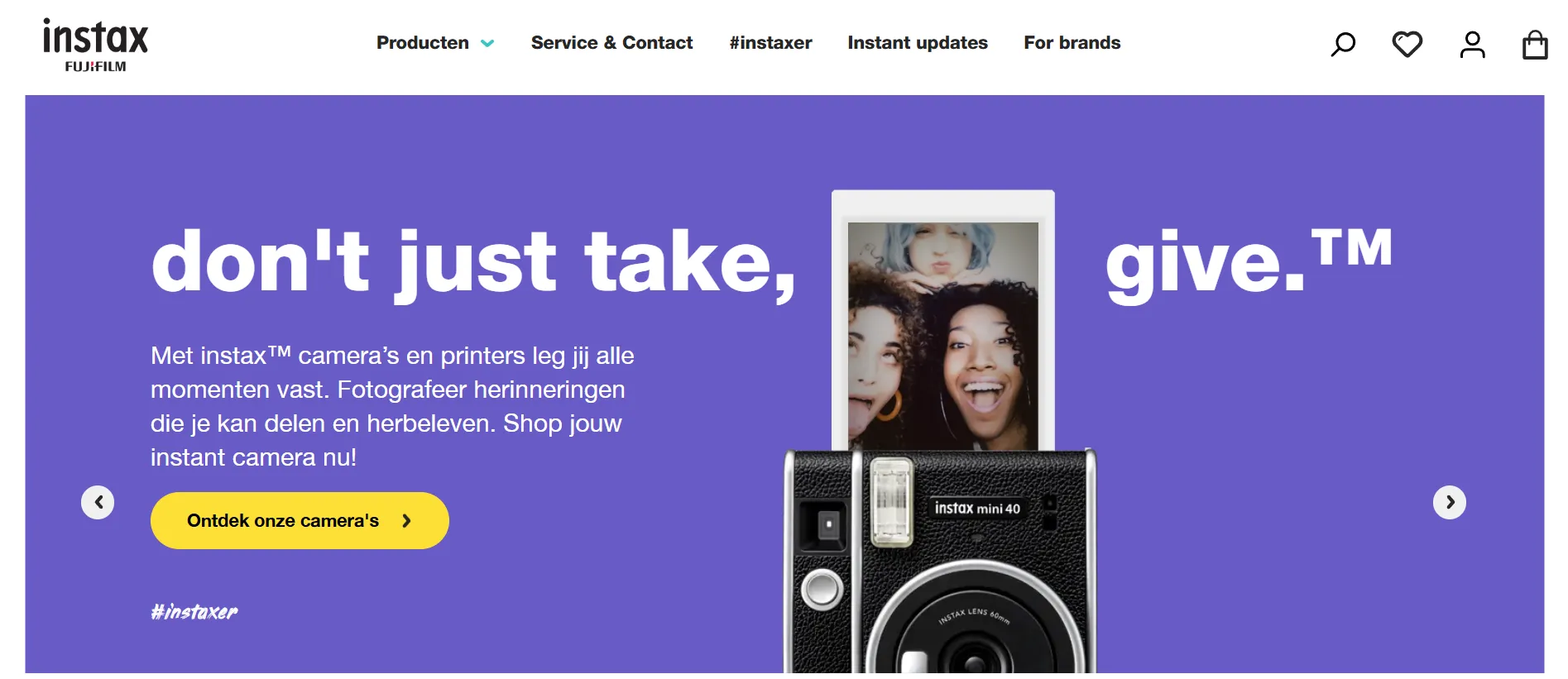 Instax homepage
