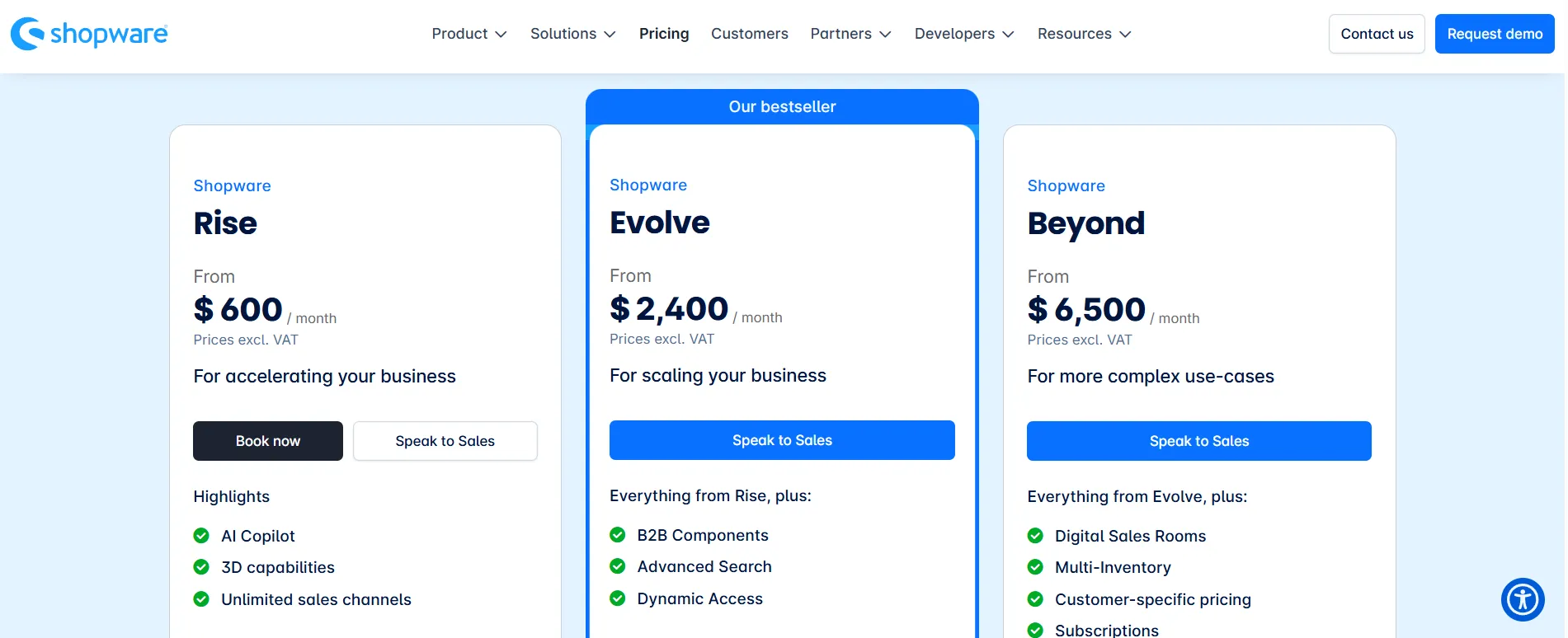 Shopware pricing plans