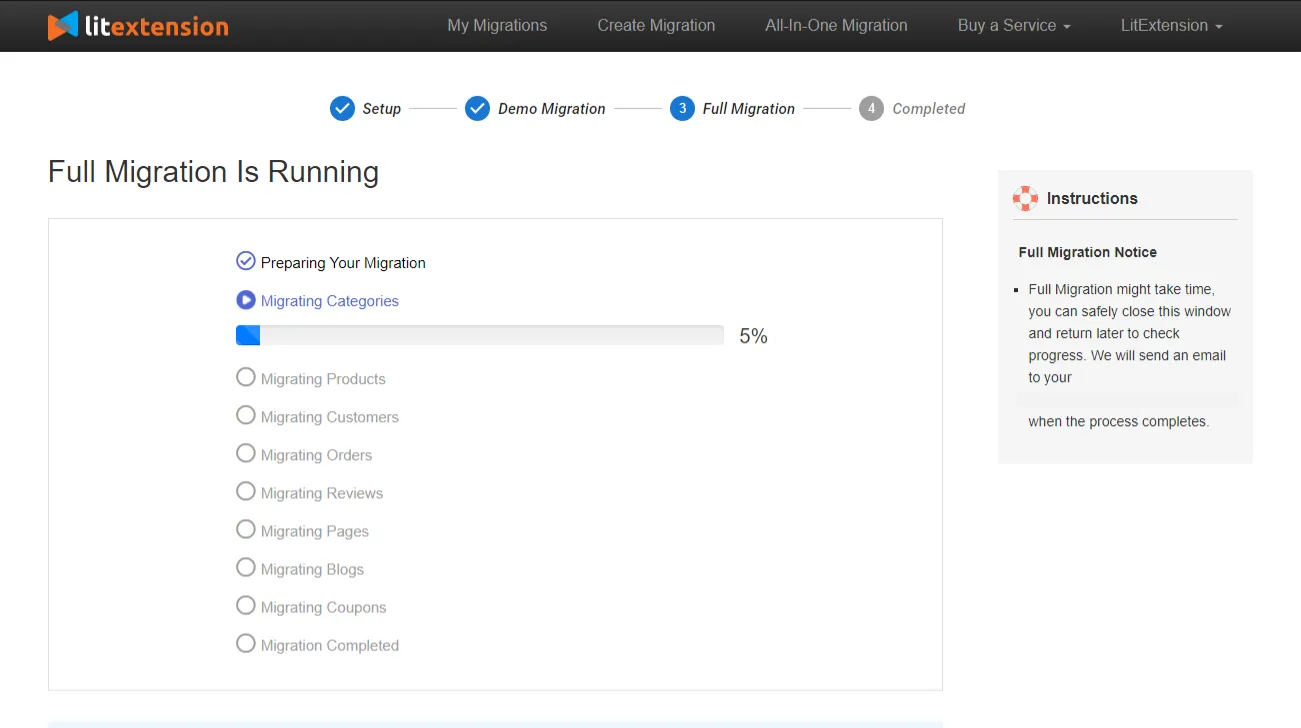 Perform the full WooCommerce migration