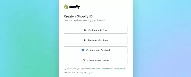 Sign up for a Shopify ID