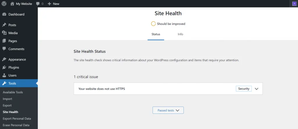 WordPress Site health