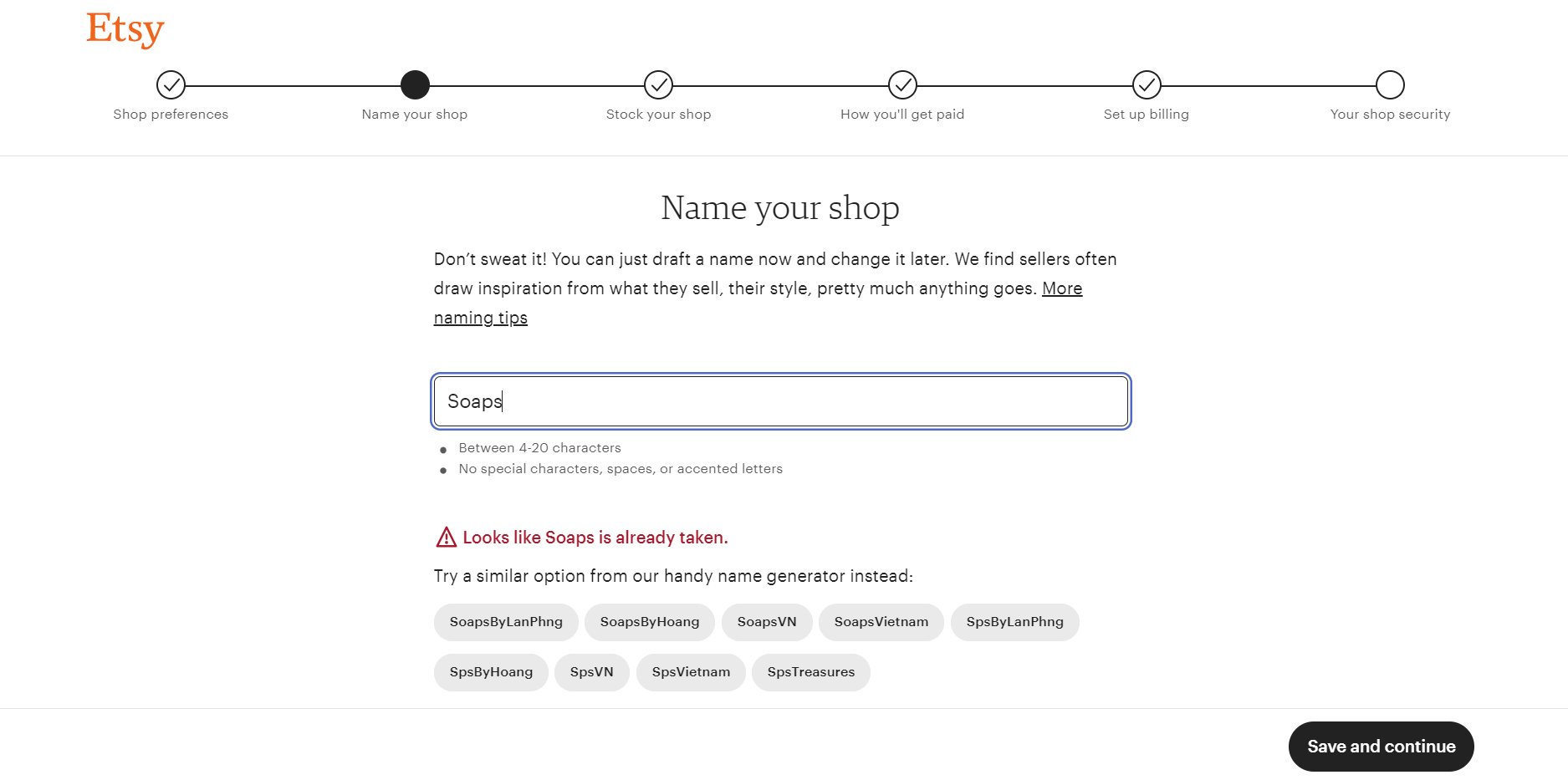 how to change Etsy shop name